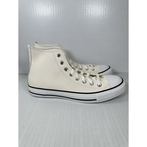 Size 8 Mens Converse Chuck Taylor All Star Leather HIGH TOP OFF White A05593C - Picture 2 of 9